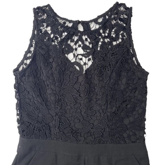 TEA & CUP‎ LOS ANGELES Women's Elegant Open Back Romper Medium Black Venice Lace - Picture 8 of 16